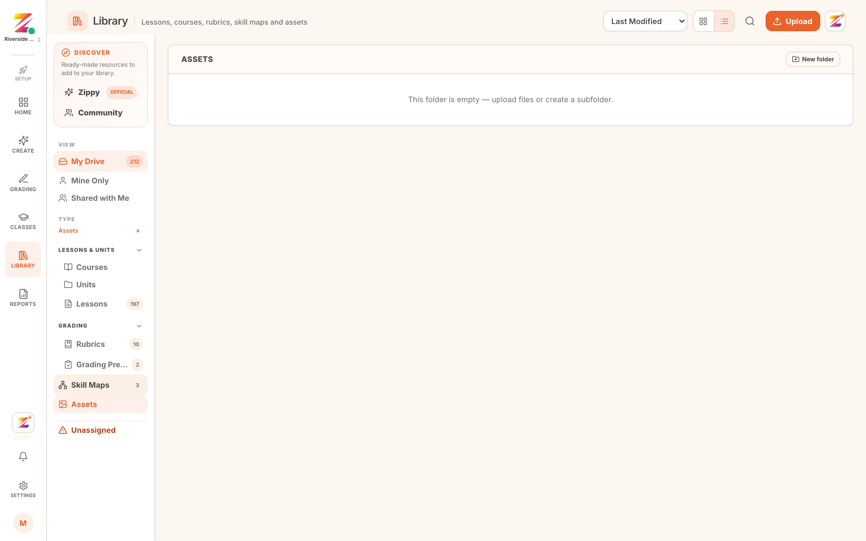 uploading an asset to the library