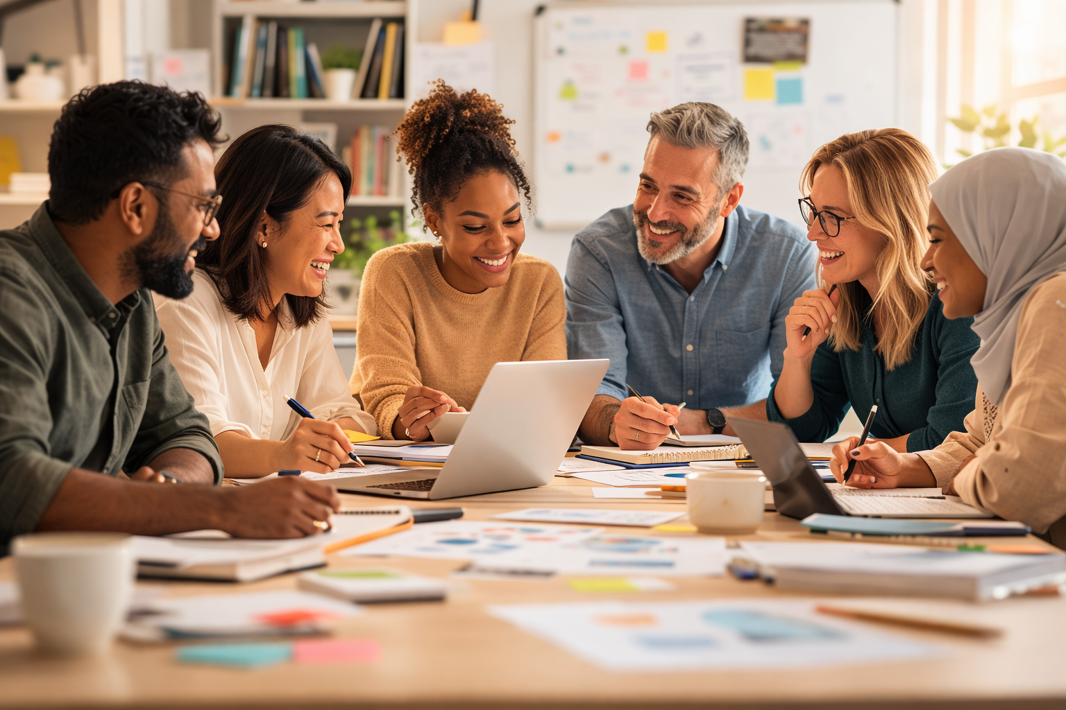 Teachers collaborating at a table
